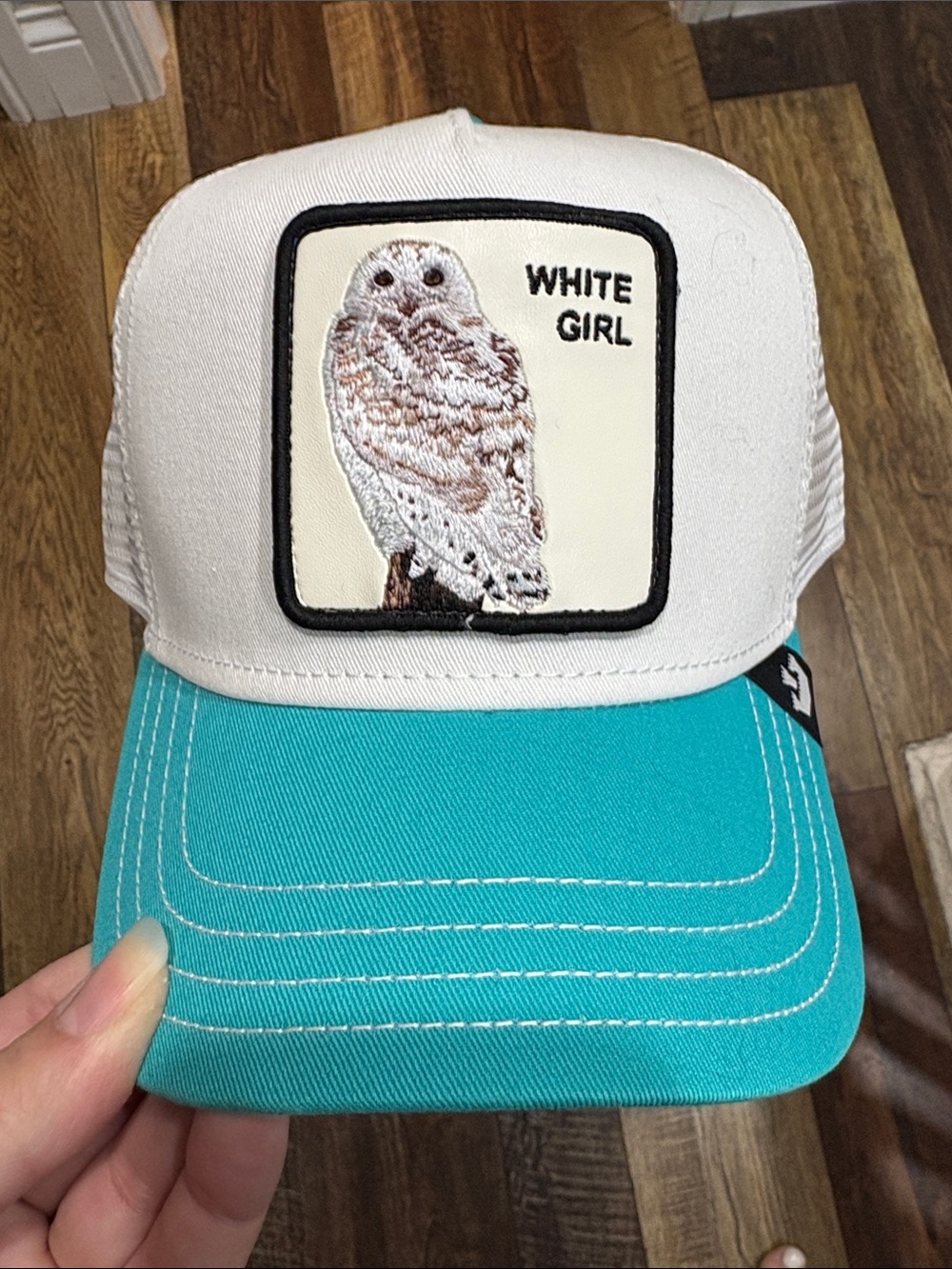 GOORIN BROS The Farm The White Owl White Girl Trucker Hat in Teal